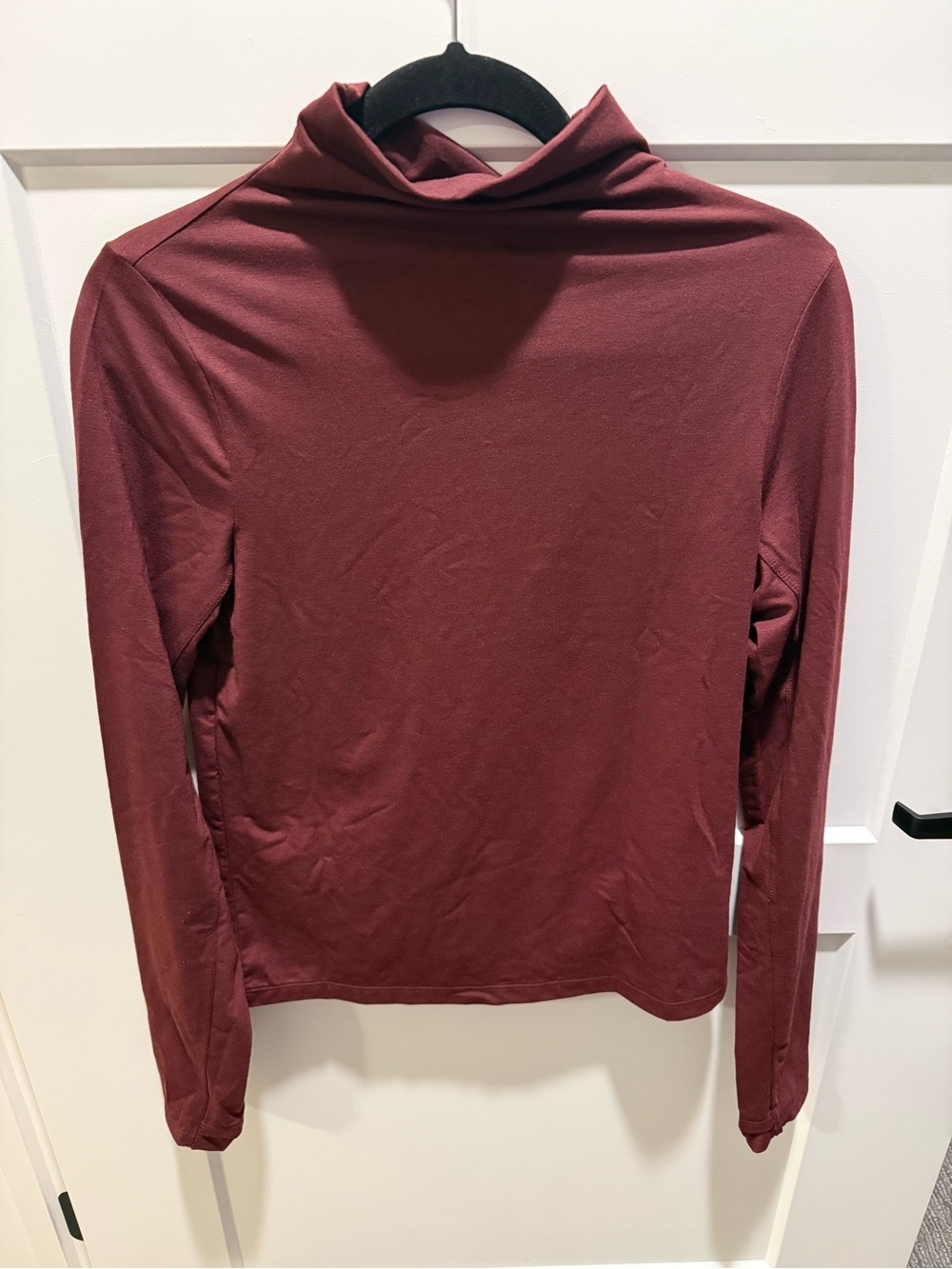 NWT Lolë Performance Wool Neck Top Plum Merino Wool Blend Mock Neck Long  Sz S